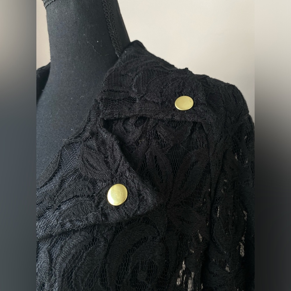Women’s Chicos Size 2 large NWT Black lace moto jacket - Picture 8 of 10